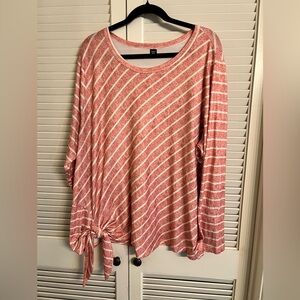 Shein Striped Coral and White Women's Top
